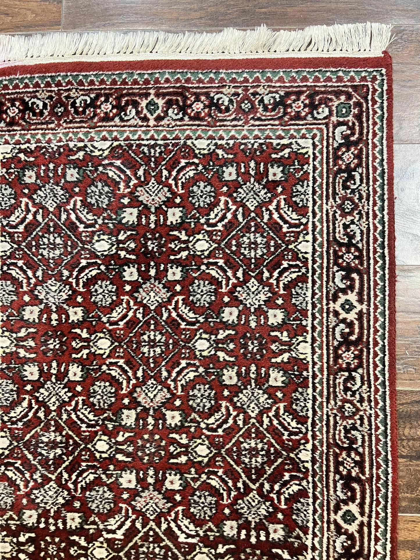 Indo Persian Runner Rug 2.7 x 8, Wool Hand Knotted Vintage Carpet, Red Black, Herati Allover Pattern, Oriental Runner, Rug for Hallway - Nuvé