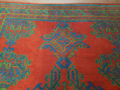7x11 Turkish Oushak Rug, Vintage Red & Blue Oriental Carpet, Hand Knotted Wool Area Rug 7 x 11, Turkish Sparta Rug, Antique Turkish Rug Nice - Nuvé