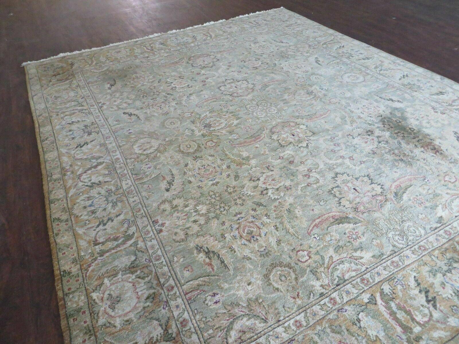 8' X 10' Vintage Handmade India Floral Oriental Top Quality Jaipur Tea Wash - Nuvé