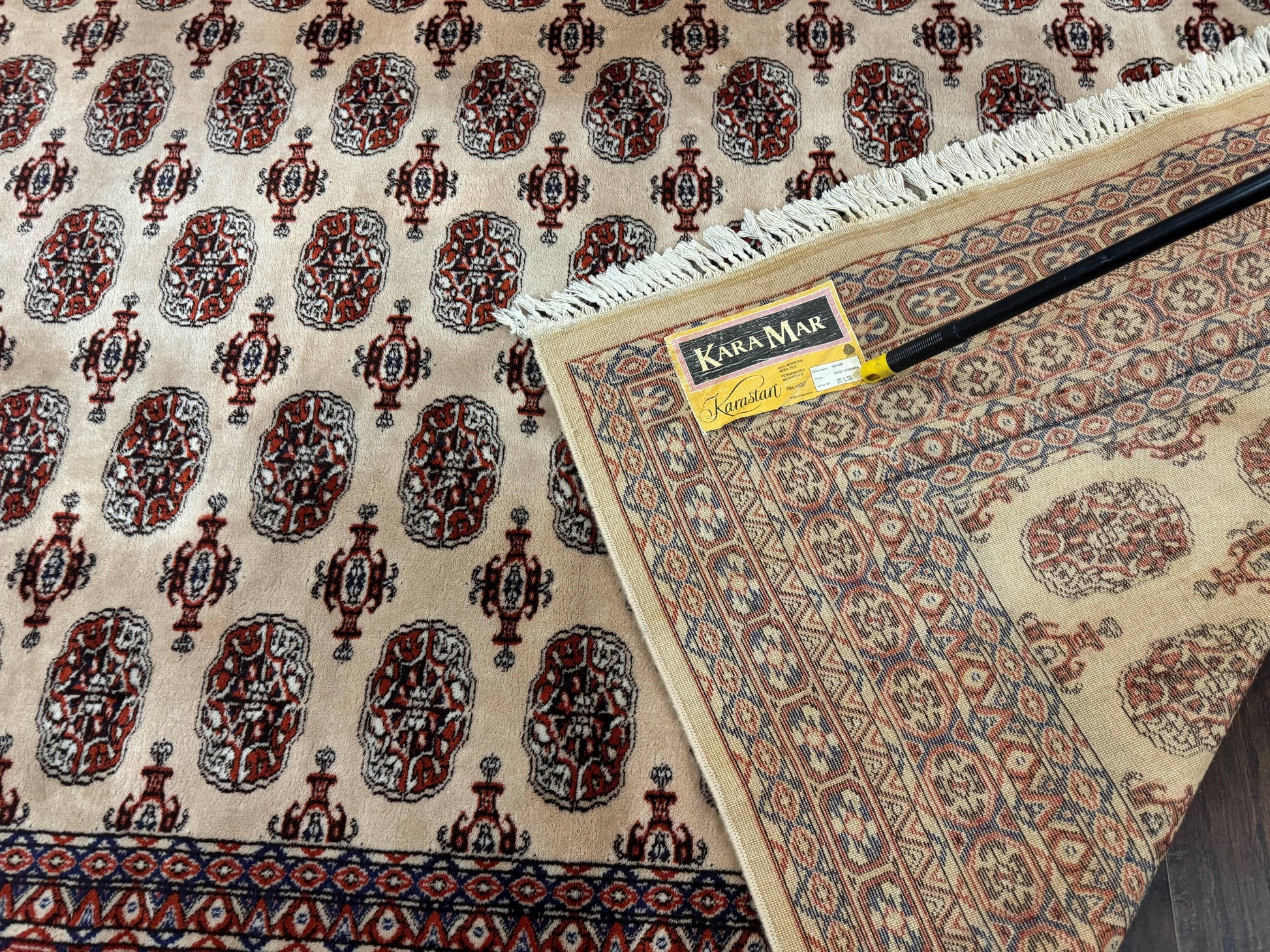Karastan Rug 8.2 x 11.6 Beige Bokhara, Wool Pile, Vintage Discontinued Karastan Area Rug, Belgium Power Loomed Rug - Nuvé