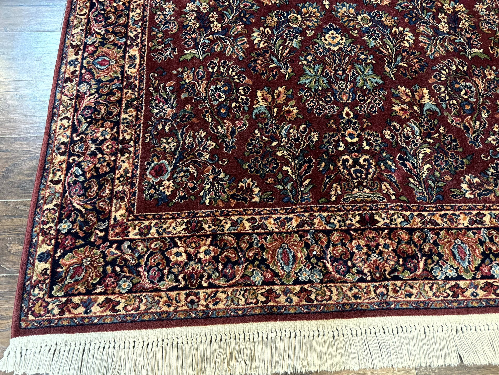 5.9 x 9 Karastan Rug Red Sarouk Rug #785, 100% Wile Pile Carpet, Original 700 Series, Vintage - Nuvé