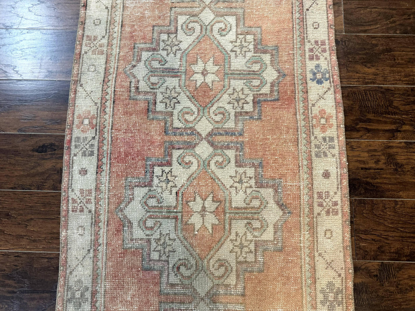 Antique Turkish Runner Rug 3 x 9.6, Farmhouse Rug, Geometric Runner, Handmade, Vintage Rug for Modern Home - Nuvé