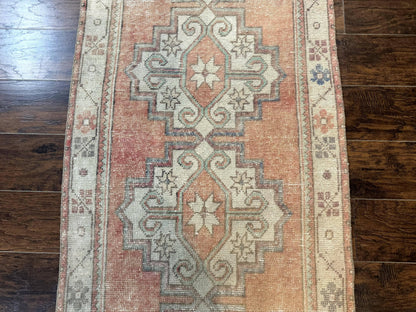 Antique Turkish Runner Rug 3 x 9.6, Farmhouse Rug, Geometric Runner, Handmade, Vintage Rug for Modern Home - Nuvé