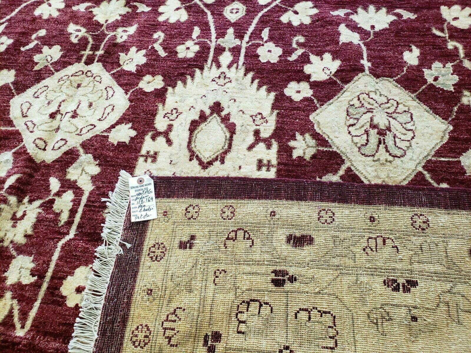 Pakistani Peshawar Rug 10x14, Handmade Chobi Carpet, Maroon & Beige - Nuvé