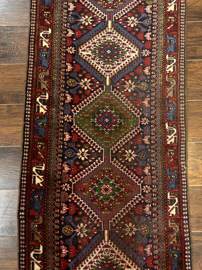 Persian Tribal Runner Rug 2.6 x 20 ft, Antique Persian Shiraz Carpet for Hallway, Colorful Navy Blue - Nuvé