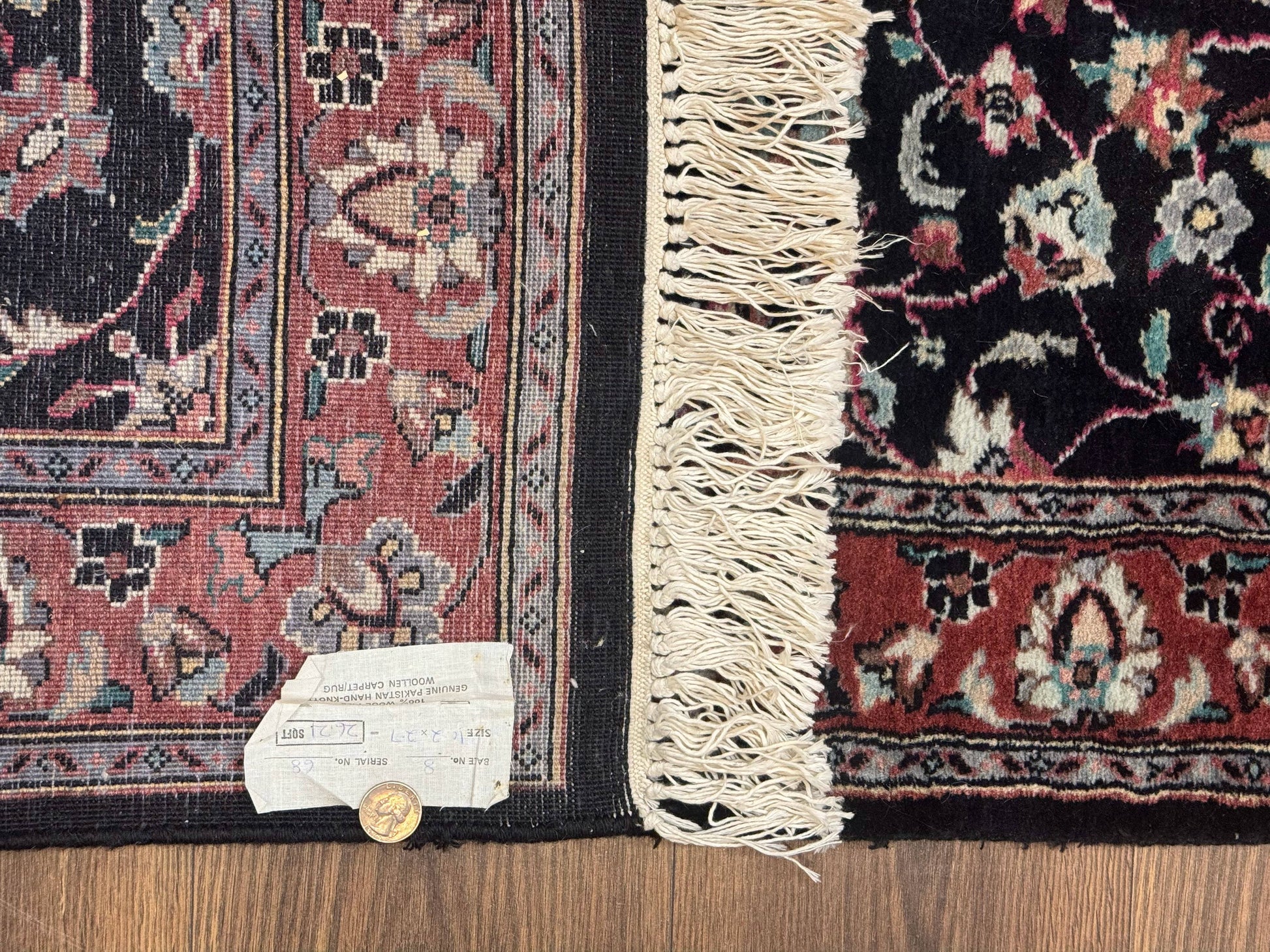 Pak Persian Runner Rug 2.8 x 10, Dark Blue, Floral Allover, Wool - Nuvé
