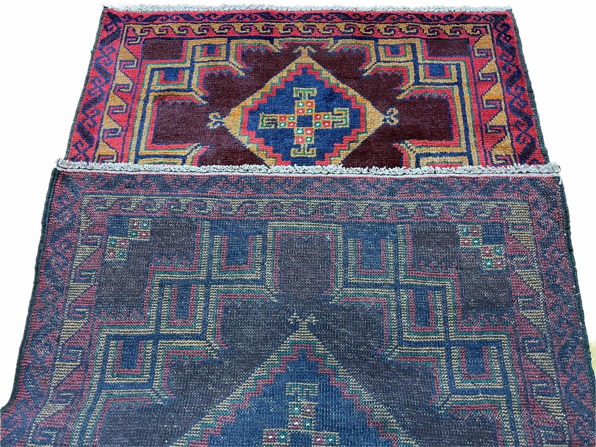 2'11" X 4'6" Vintage Handmade Tribal Wool Rug Balouchi Rug Afghan Rug Geometric - Nuvé