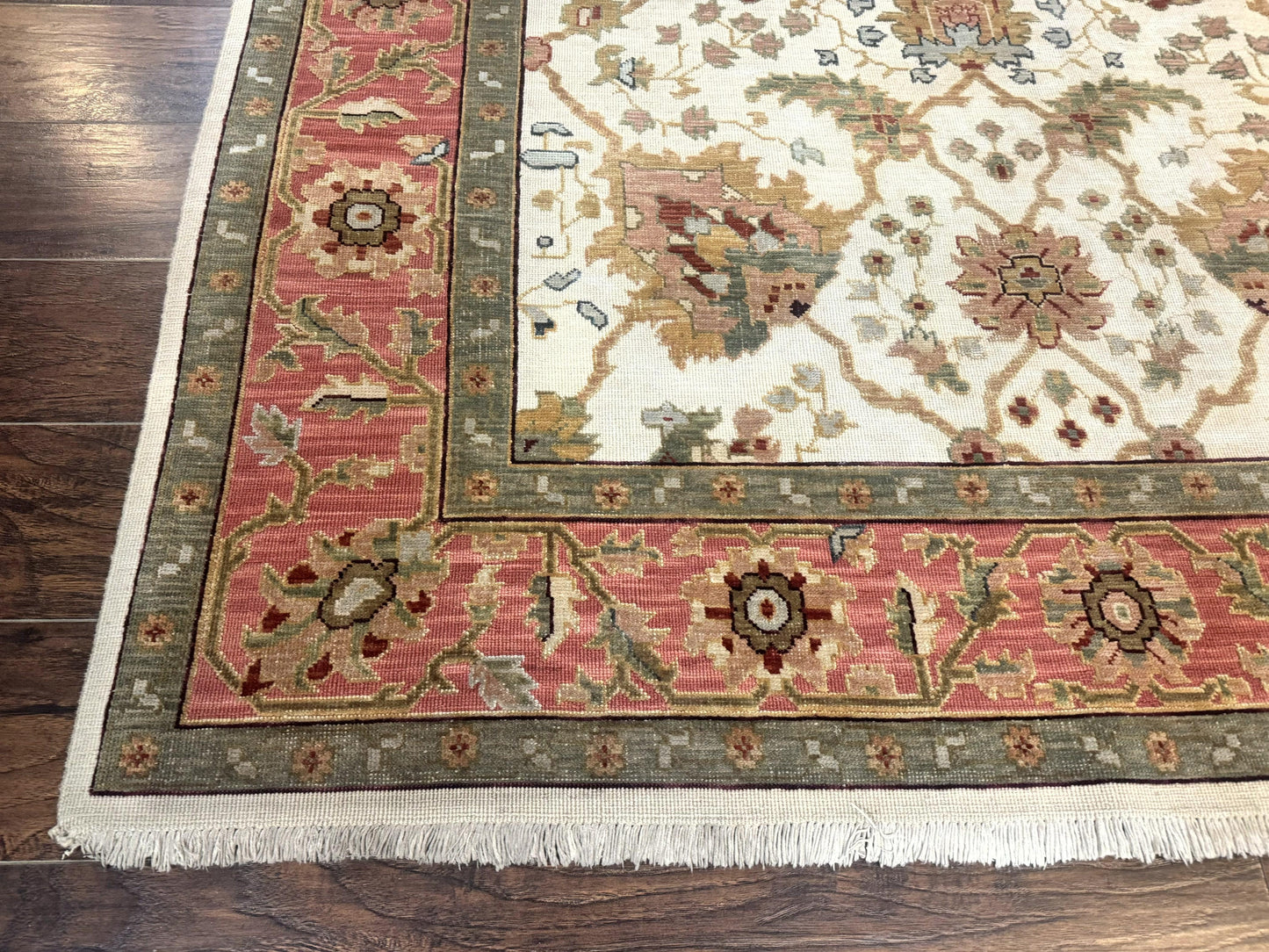 Flatweave Soumak Rug 6x9, Nourison Rug, Wool Handmade, Floral, Ivory - Nuvé