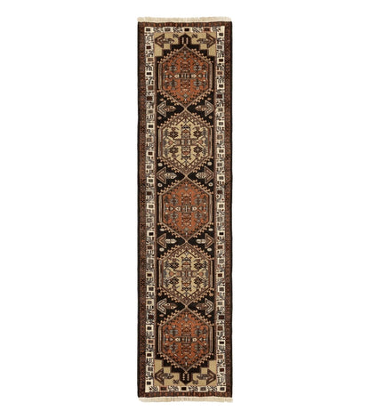 Persian Tribal Runner Rug 2.4 x 9.4, Geometric Medallions, Sarab Runner
