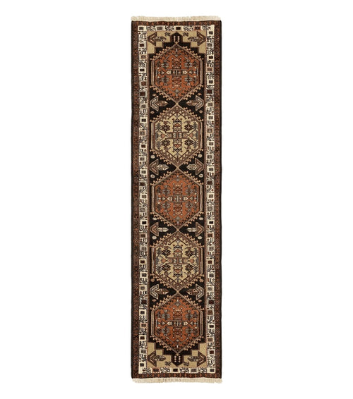Persian Tribal Runner Rug 2.4 x 9.4, Geometric Medallions, Sarab Runner