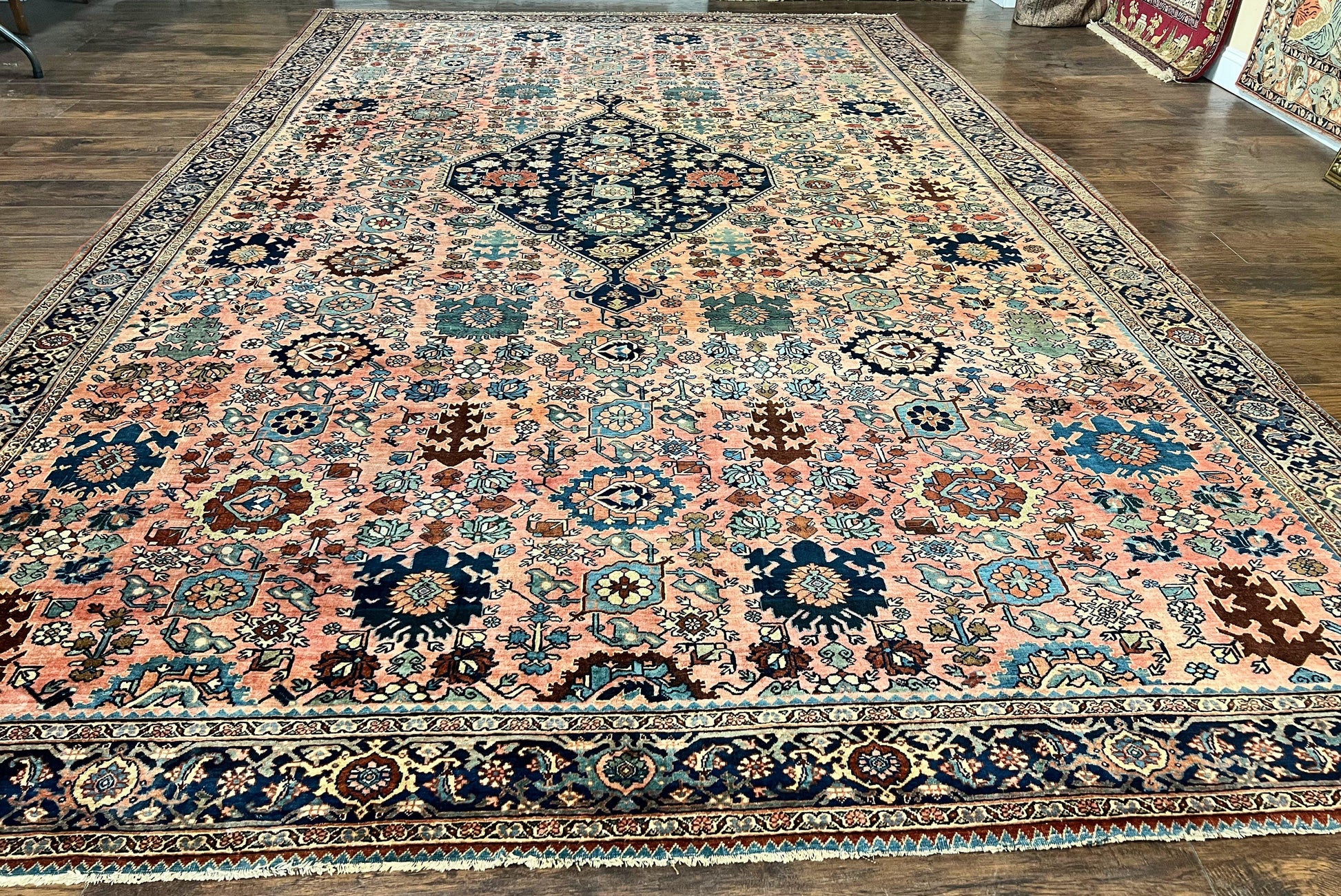 Rare Persian Sarouk Farahan Rug 9x15 – Antique Wool Carpet, Signed By Master Weaver - Nuvé
