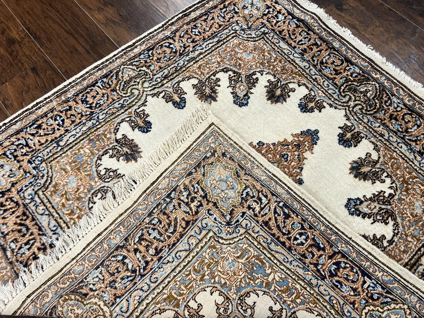 Square Persian Kirman Rug 4x4, Semi Open Field, Handmade - Nuvé