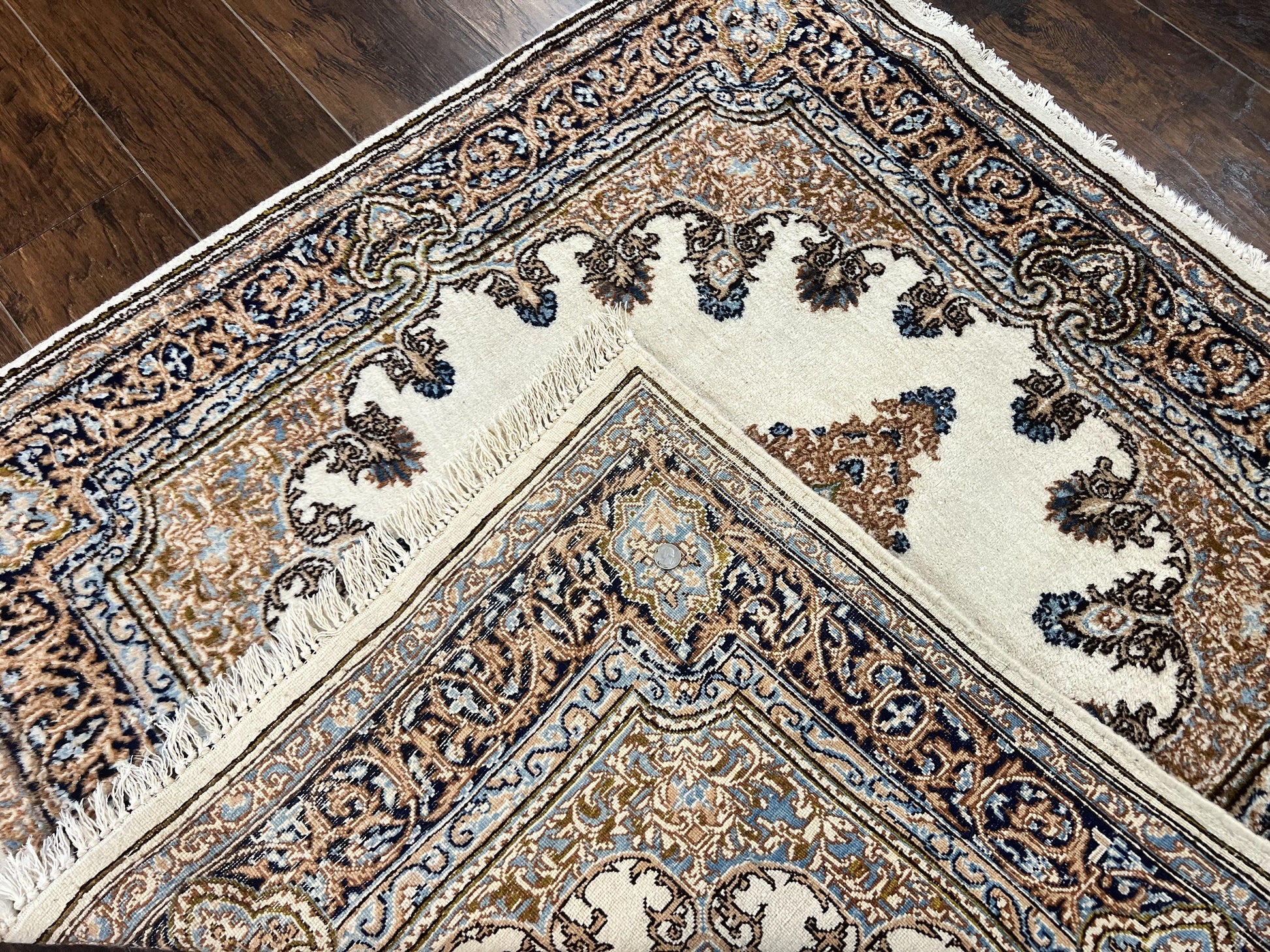 Square Persian Kirman Rug 4x4, Semi Open Field, Handmade - Nuvé