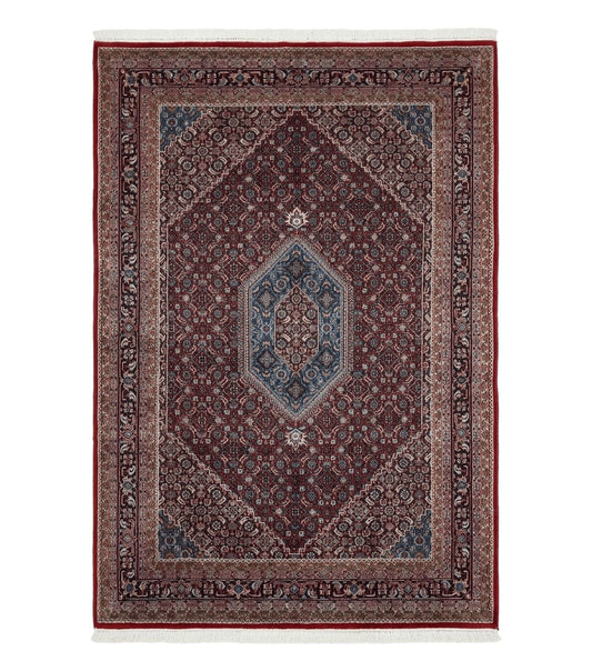 Indo Persian Bidjar Rug 6x9, Vintage Wool Handmade Carpet