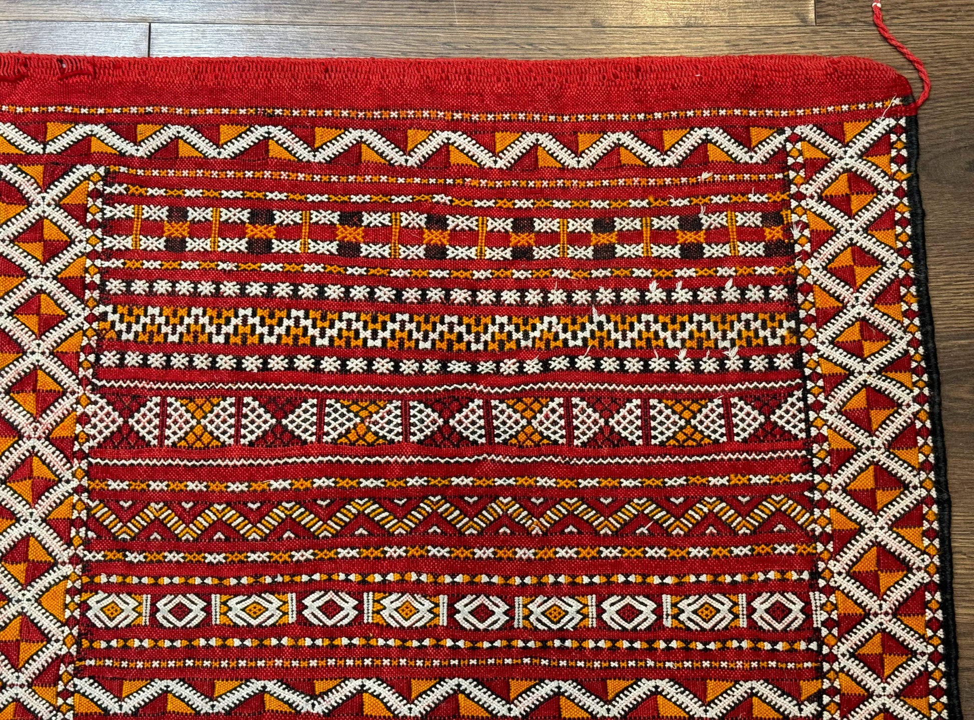 Moroccan Kilim Rug 4x8, Flatweave, Bohemian, Red Ivory Orange - Nuvé