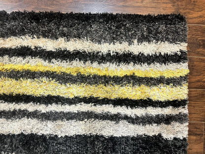 Shag Rug 5x8, Yellow Ivory Charcoal, Contemporary - Nuvé