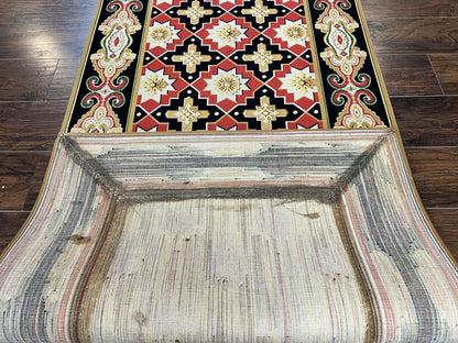 Vintage Runner Rug 3.5 x 14, Long Runner Rug, Stark Custom Made Carpet, European Design, Red Black Ivory Tan, Long Rug for Hallway - Nuvé