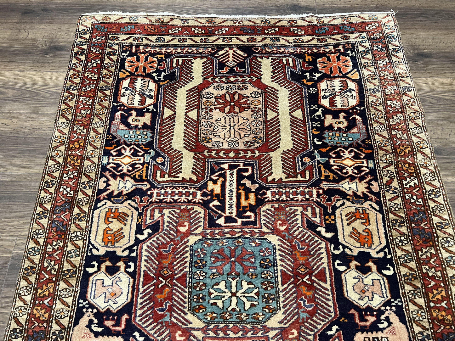 Persian Ardabil Wide Runner Rug 4x10 - Geometric Medallions & Animal Pictorials - Nuvé