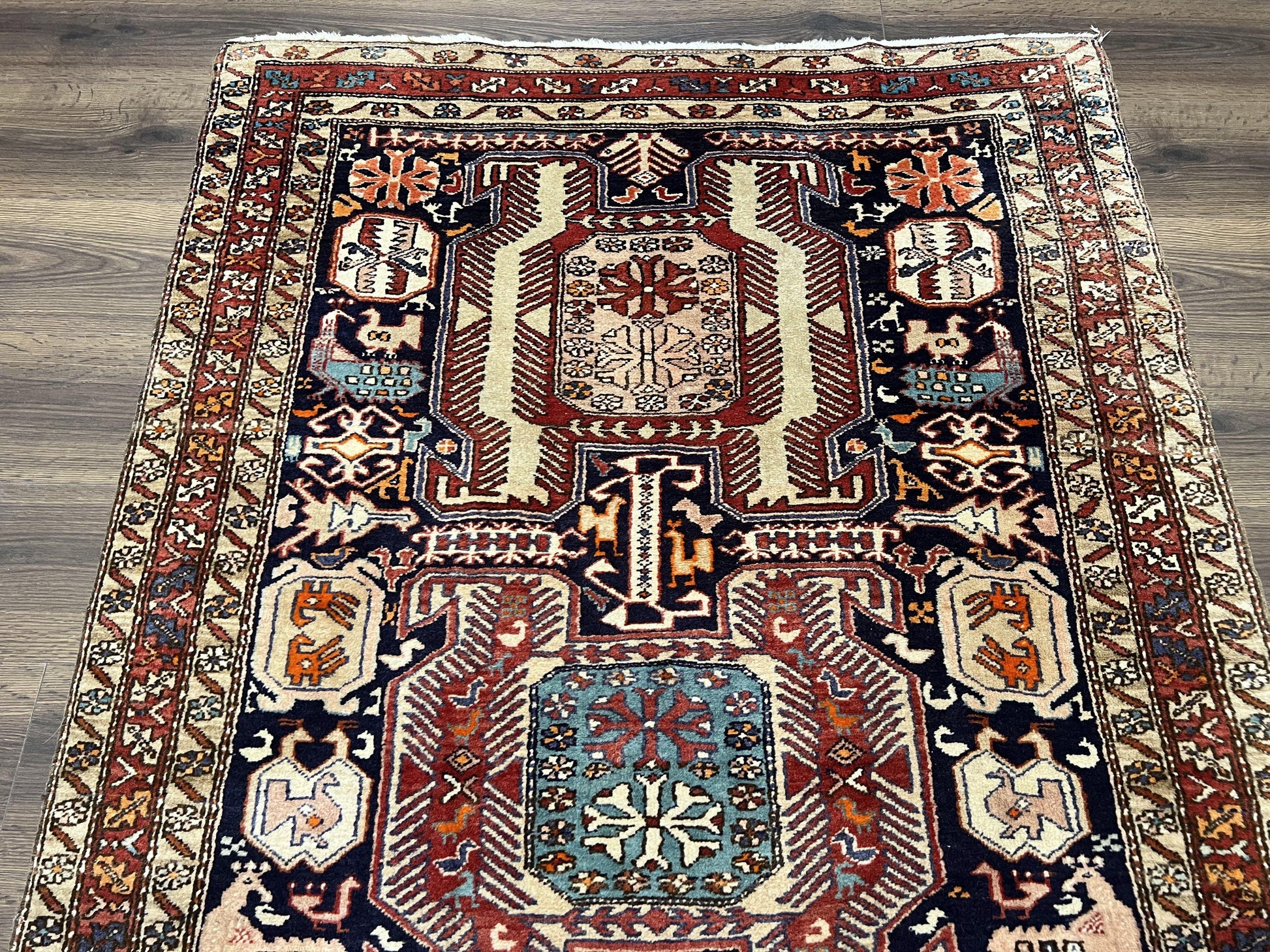 Persian Ardabil Wide Runner Rug 4x10 - Geometric Medallions & Animal Pictorials - Nuvé