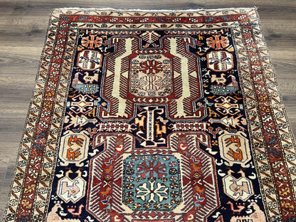 Persian Ardabil Wide Runner Rug 4x10 - Geometric Medallions & Animal Pictorials - Nuvé
