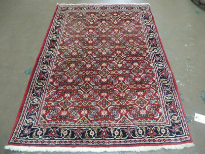 3' X 5' Handmade Knotted Indian Amritsar Floral Oriental Wool Red Rug Organic Nice - Nuvé