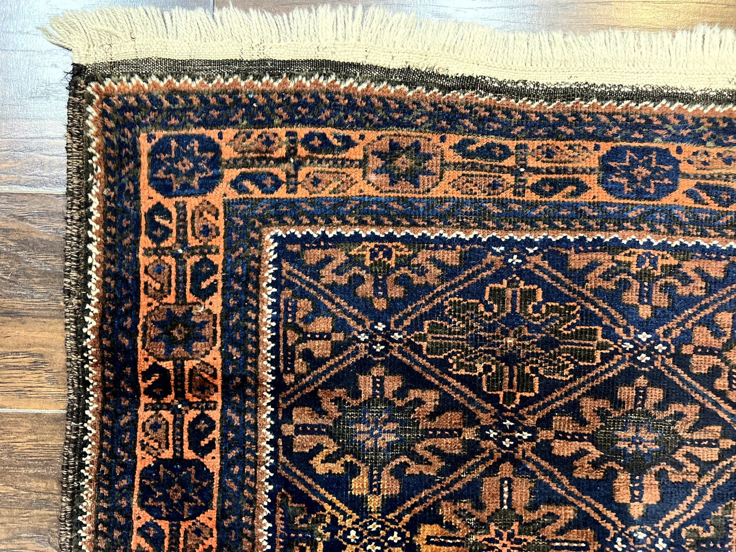 Small Antique Persian Rug 2.7 x 4.7, Handmade Wool Rug, Navy Blue, Balouch Rug, Tribal Rug - Nuvé