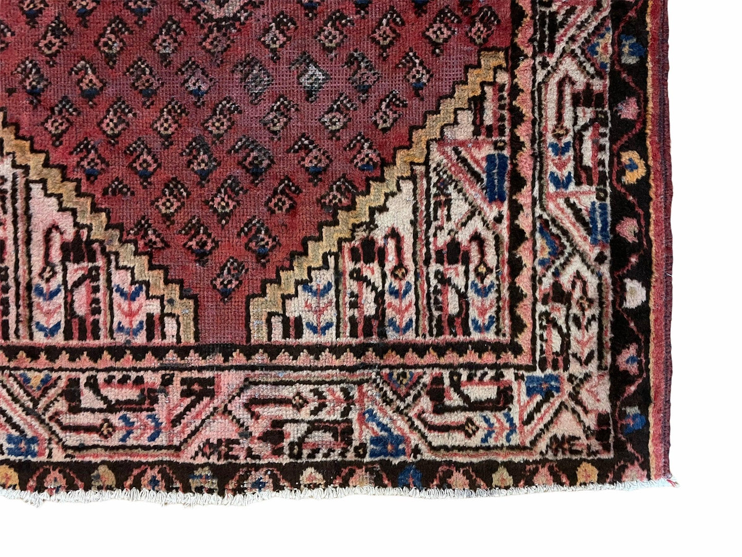 4x6 Antique Rug Handmade Wool Rug Organic Dyes Red Ivory Red Tribal Rug Boho Rug - Nuvé