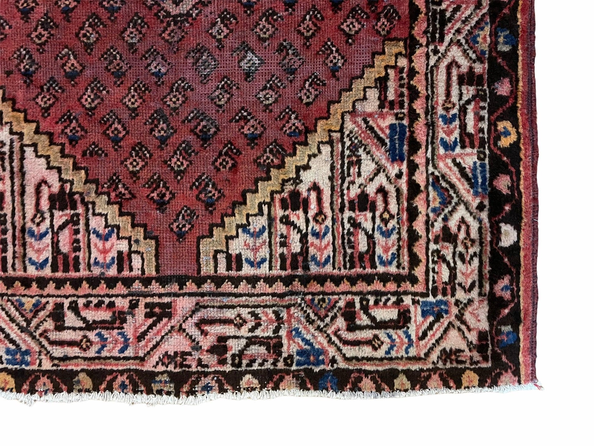 4x6 Antique Rug Handmade Wool Rug Organic Dyes Red Ivory Red Tribal Rug Boho Rug - Nuvé
