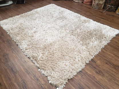Ivory Shag Rug 6x7, Flokati Carpet, Shaggy Soft Plush Pile Area Rug, Modern Contemporary - Nuvé