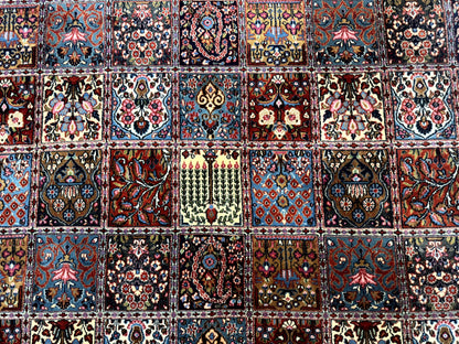 Wonderful Persian Qum Rug 10x13, Panel Design, Fine 260 KPSI, Signed, Red Multicolor - Nuvé