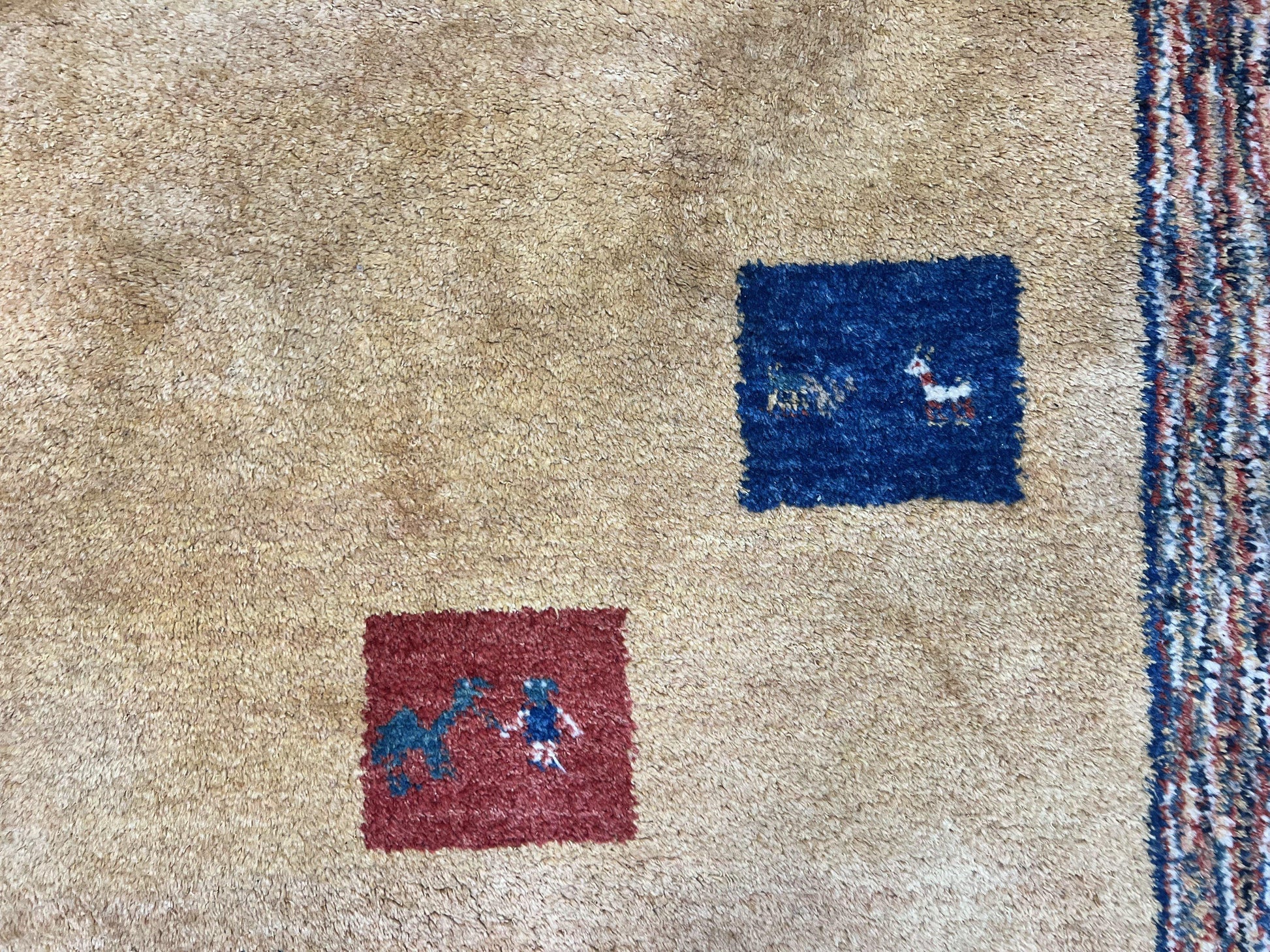 Indo Gabbeh Rug 3.7 x 5, Tribal Rug, Boho Rug, Wool Handmade Carpet - Nuvé