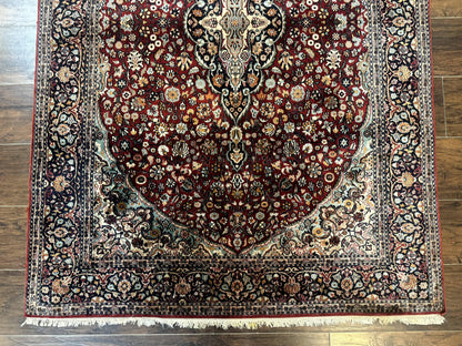 4x6 Silk Rug, Very Fine 650 KPSI, Silk Persian Carpet, Red, Floral Medallion, Sino Persian - Nuvé