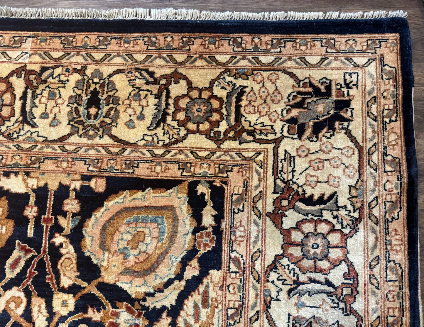 Pak Persian Bidjar Rug 10x13, Midnight Blue and Tan Pakistani Carpet - Nuvé