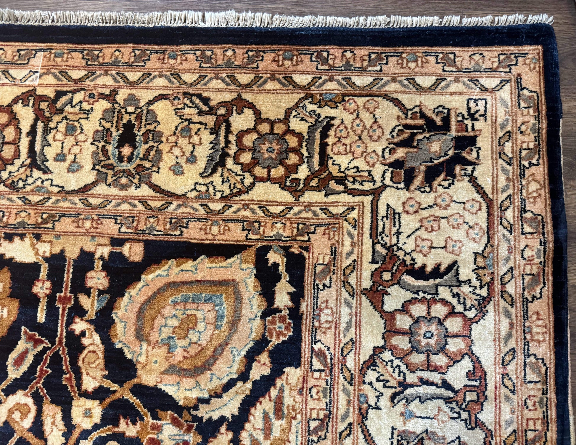 Pak Persian Bidjar Rug 10x13, Midnight Blue and Tan Pakistani Carpet - Nuvé