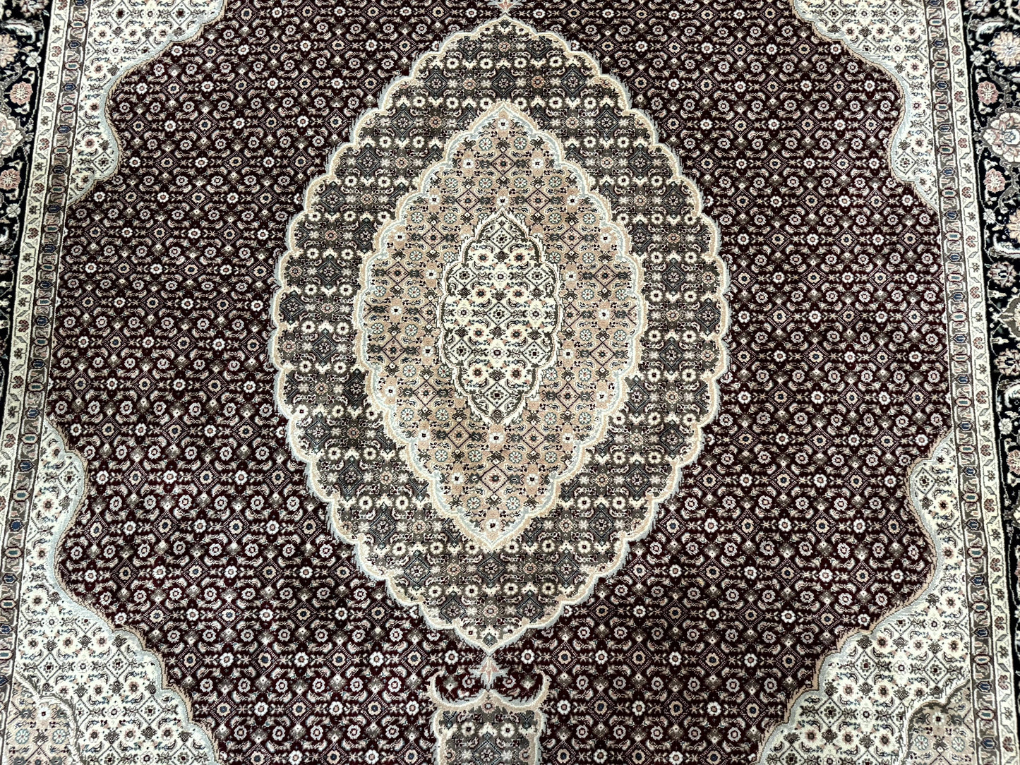 Sino Persian Rug 8x10, Herati, Elegant Oriental Carpet, Dark Maroon - Nuvé