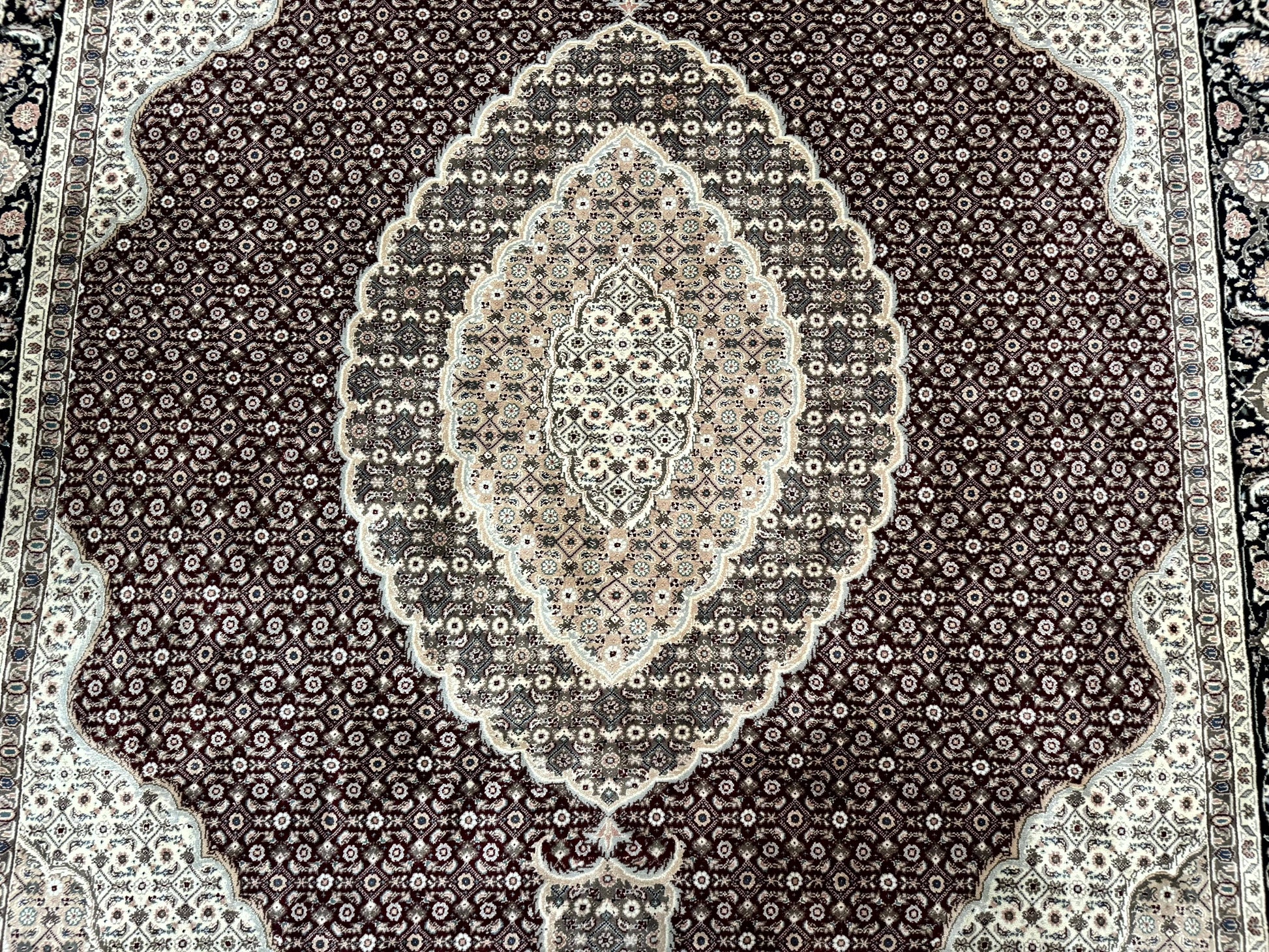 Sino Persian Rug 8x10, Herati, Elegant Oriental Carpet, Dark Maroon - Nuvé