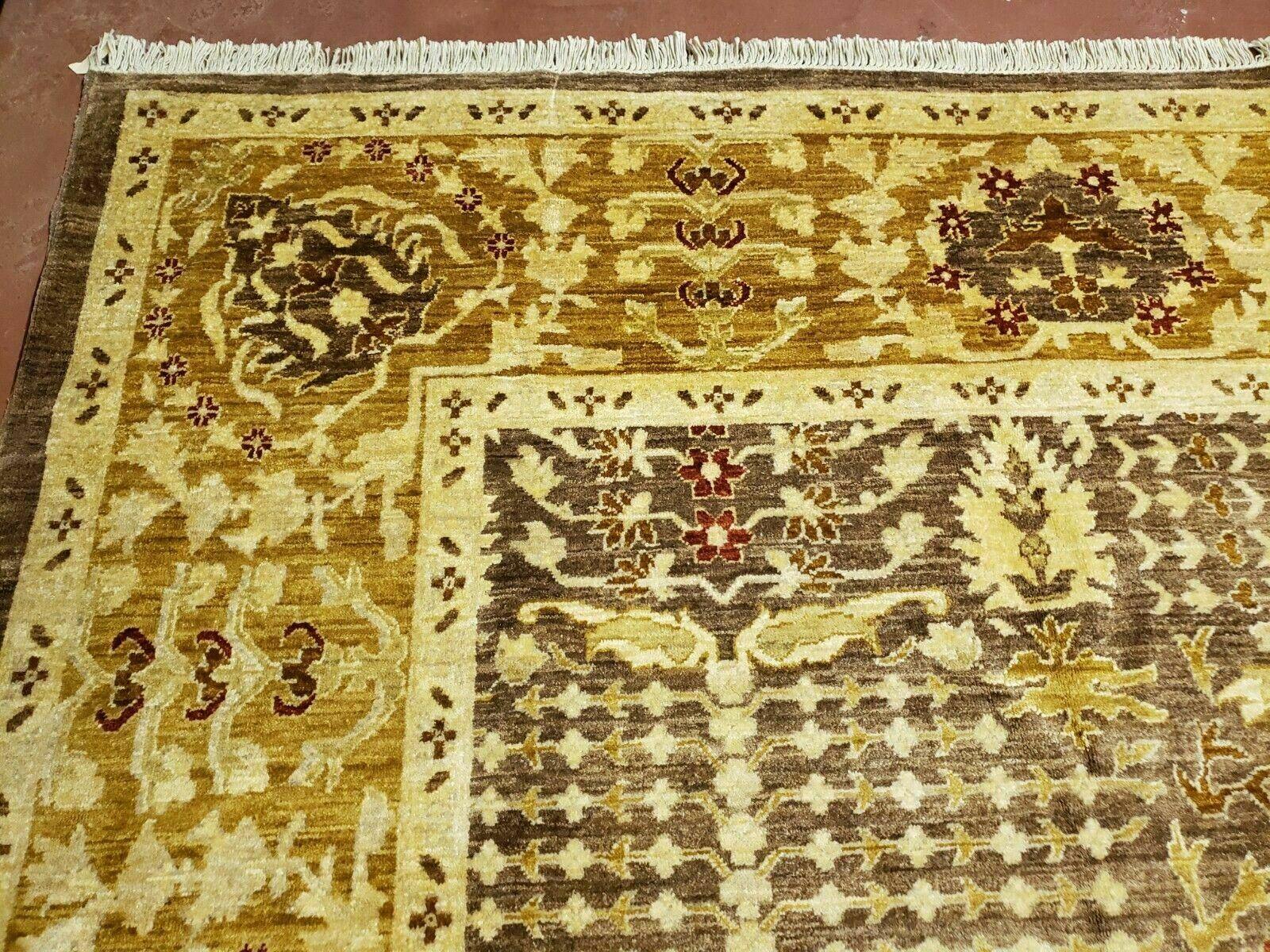 10' X 14' Handmade Pak Peshavar Chobi Agra Wool Carpet Coffee Brown Gold - Nuvé