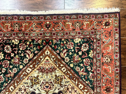 Persian Tabriz Rug 3x4, Navy Blue, Birds, Floral, Prayer Rug, Handmade Wool Rug, Finely Hand Knotted 325 KPSI - Nuvé