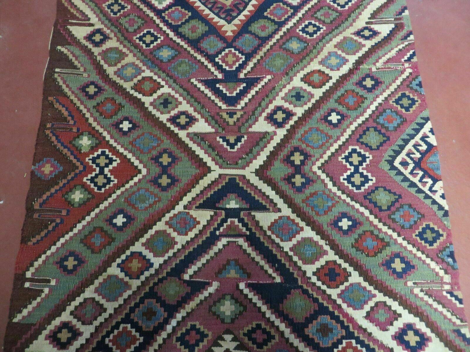 2' 1" X 4' 4" Antique Handmade Bagface Kilim Shirvan Caucasian Wool Rug Nice - Nuvé