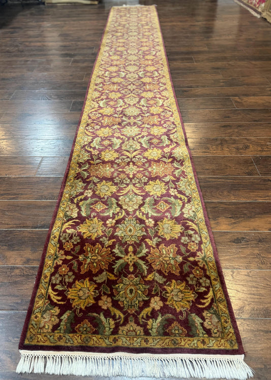 Indian Agra Runner Rug 2.6 x 17.5, Long Runner Rug for Hallway, Floral Handmade - Nuvé