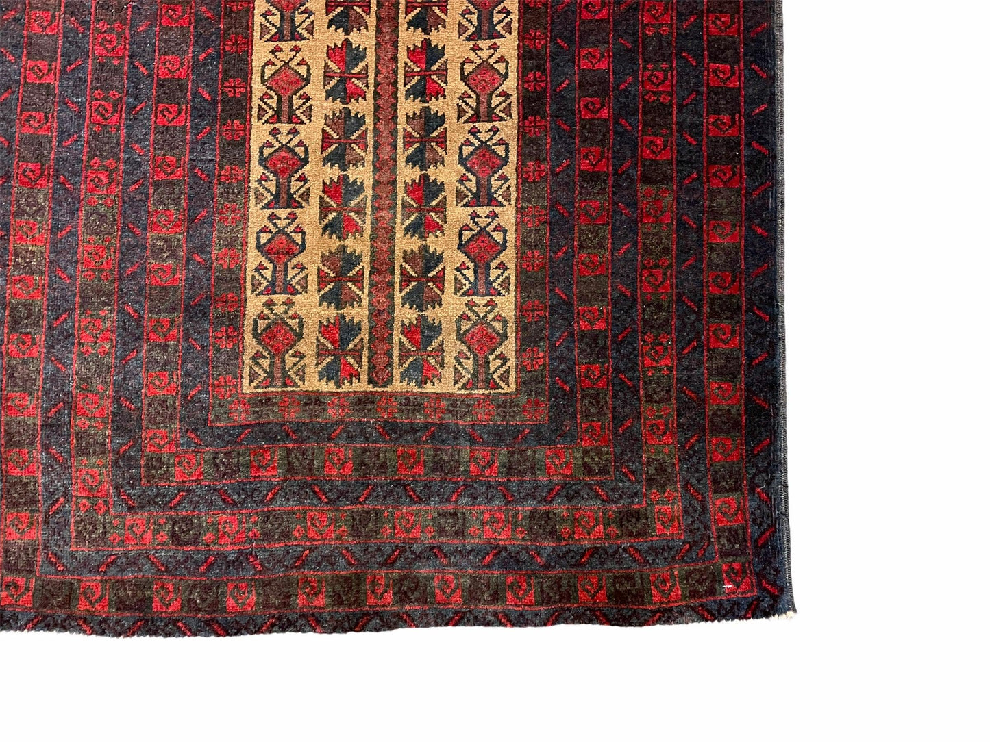 3 X 3.5 New Vintage Handmade Wool Rug Tribal Turkoman Balouch Red Prayer Rug - Nuvé