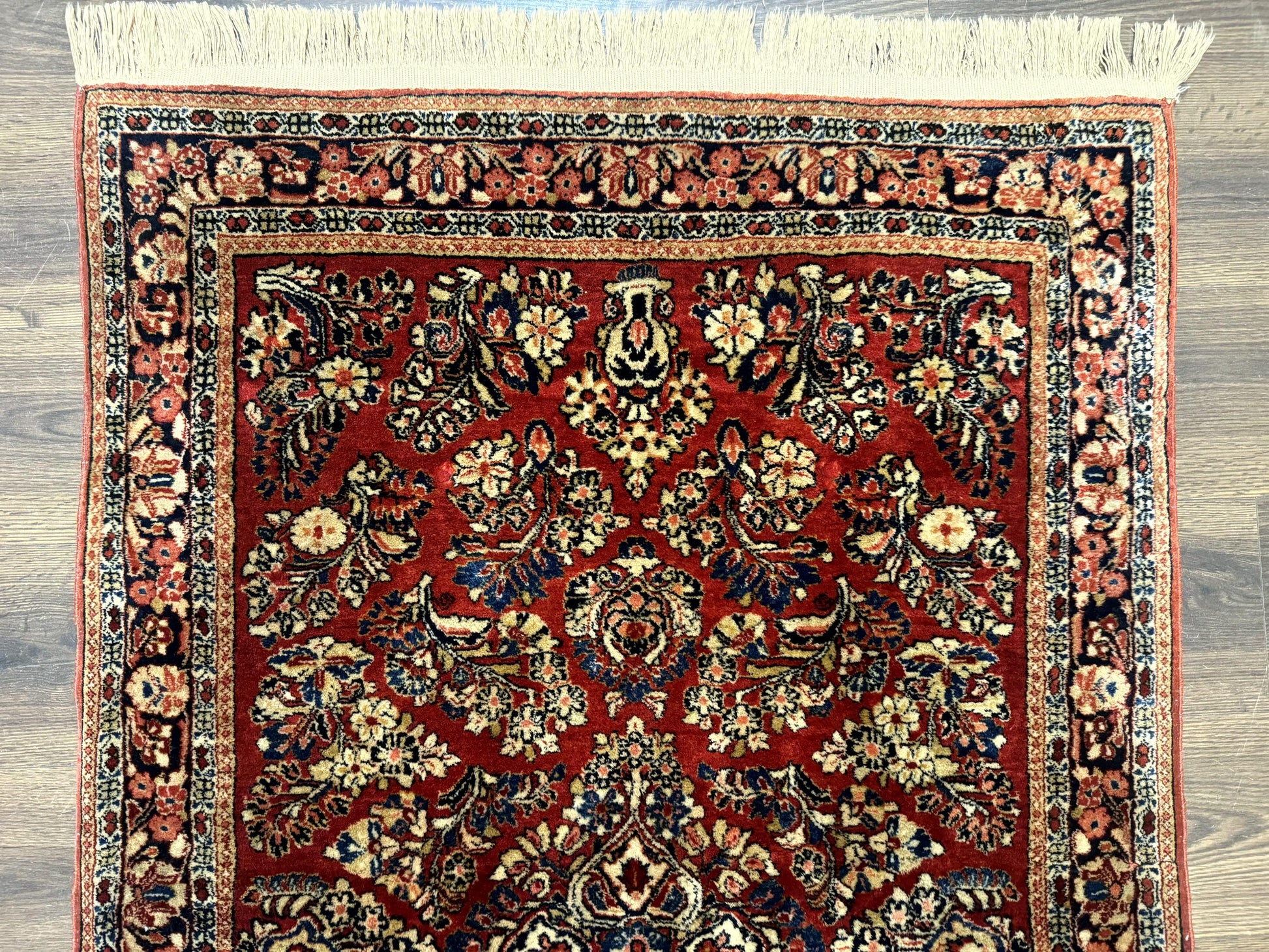 Antique Persian Sarouk Rug 3x5, Red, Floral, 200 KPSI - Nuvé