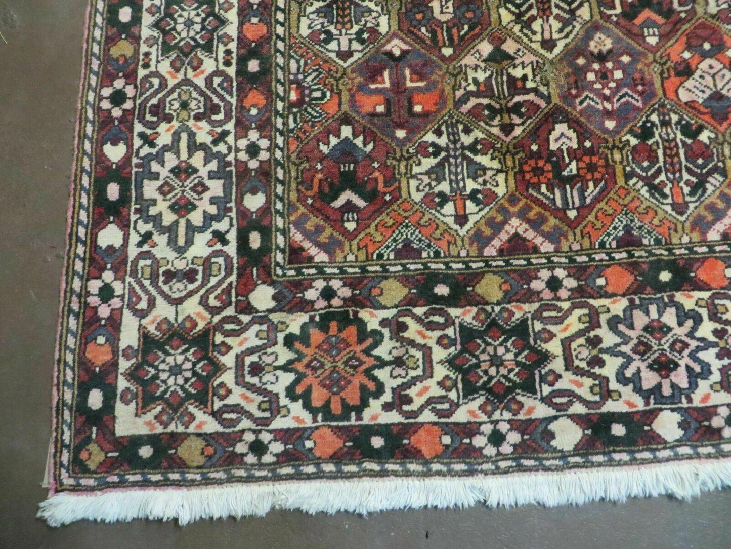 Antique Persian Bakhtiari Rug 7x10 - Multicolor Repeated Panel Design - Vegetable Dyed Rug - Hand Knotted Wool Room Sized Oriental Carpet 7 x 10 Rug - Nuvé