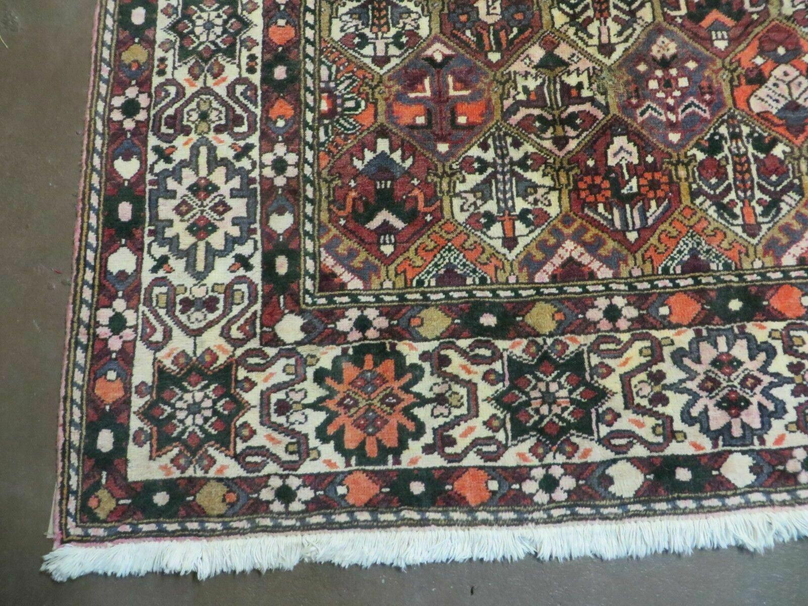 Antique Persian Bakhtiari Rug 7x10 - Multicolor Repeated Panel Design - Vegetable Dyed Rug - Hand Knotted Wool Room Sized Oriental Carpet 7 x 10 Rug - Nuvé