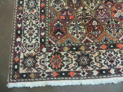 Antique Persian Bakhtiari Rug 7x10 - Multicolor Repeated Panel Design - Vegetable Dyed Rug - Hand Knotted Wool Room Sized Oriental Carpet 7 x 10 Rug - Nuvé