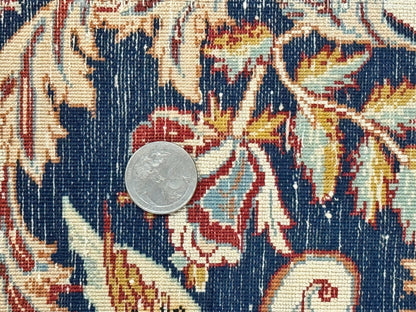 Persian Isfahan Rug 2x4, Birds, Navy Blue, Kork Wool on Silk Foundation, 460 KPSI - Nuvé