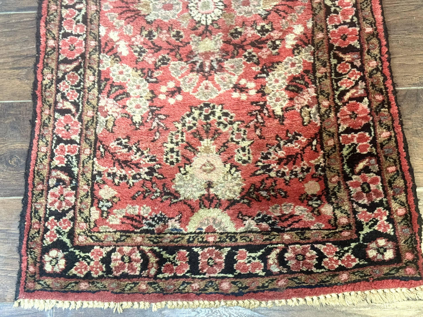 Persian Hamadan Runner Rug 2 x 13.6 – Red Floral Wool Hallway Carpet - Nuvé