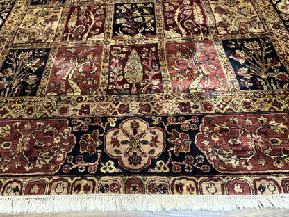 Indo Persian Rug 9x12, Bakhtiari Panel Design, Multicolor, Soft Wool Pile - Nuvé