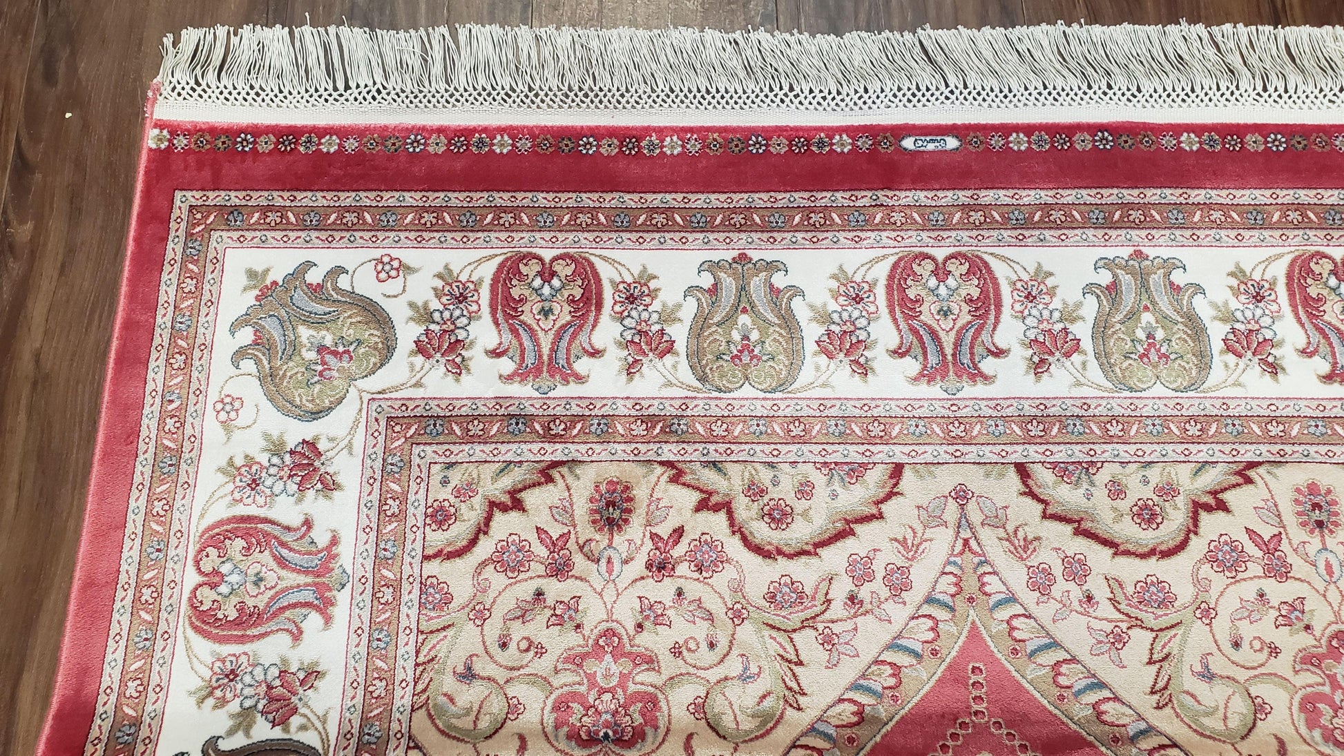 4 x 6 Silk Carpet Red, Traditional Oriental Rug 4x6, Flower Vase Columns, Turkish Rug New, High Quality, Bamboo Silk, Area Rug - Nuvé