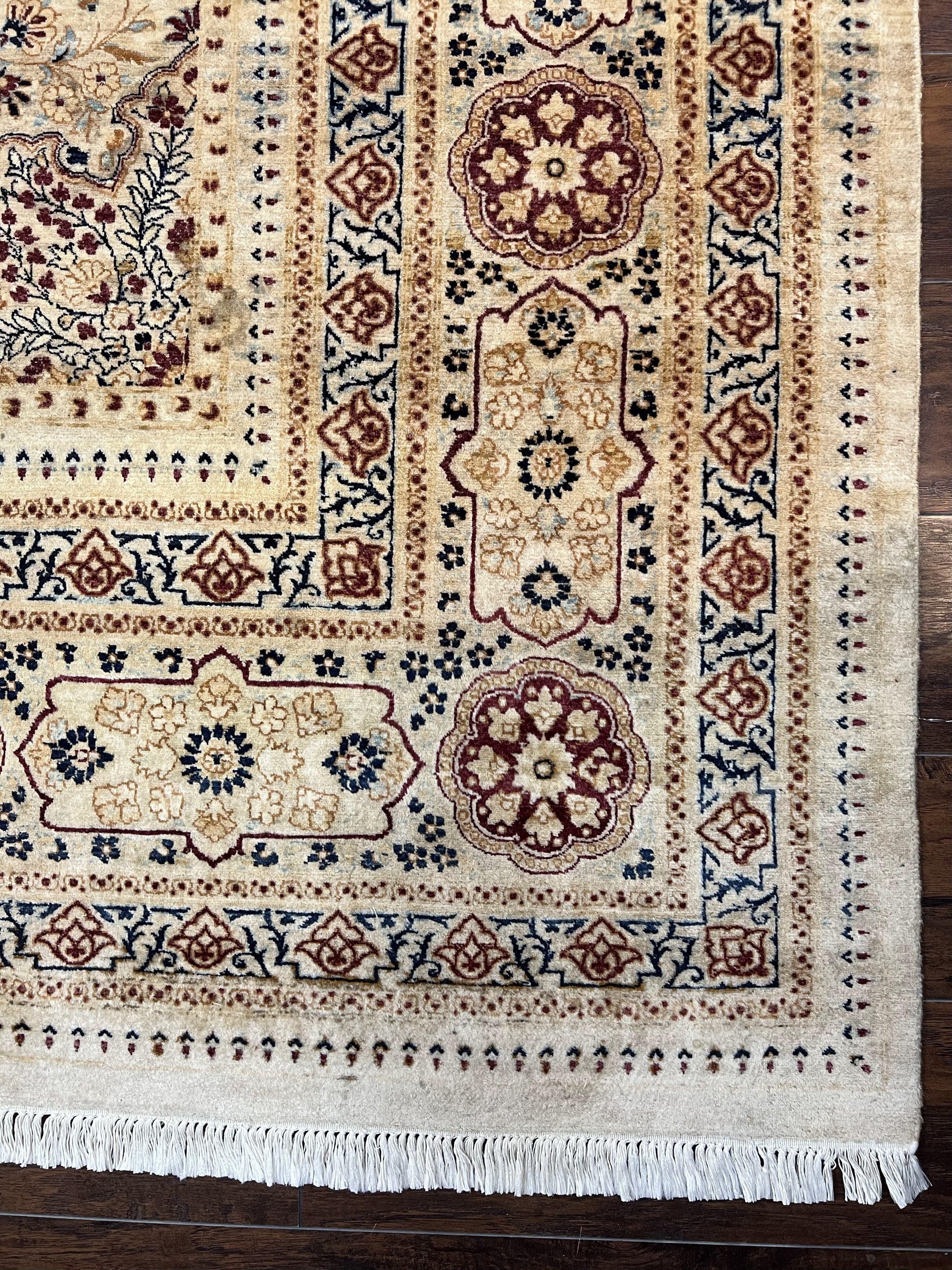 Pak Persian Rug 9x11, Very Fine Hand Knotted Oriental Carpet, Haji Jalili Design, Ivory/Cream, Wool Handmade Room Sized Rug 9 x 11 ft, Nice - Nuvé